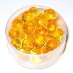 Fish oil omega-3 softgel capsules, a common dog supplement